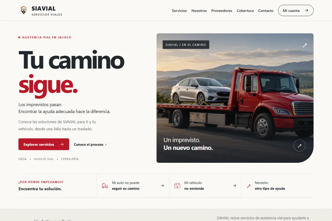Vista de la página pública de SIAVIAL